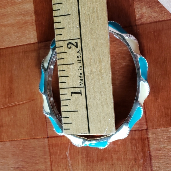 Blue/Cream Hinged Bracelet - Picture 3 of 8